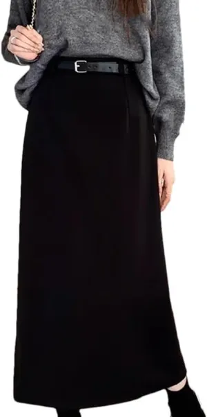 Women's High Waist A Line Bodycon Long Skirt Slit Midi Skirts