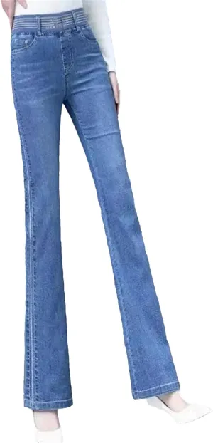 Womens Hight Waist Skinny Flare Jeans Stretch Denim Pants Oversized Ankle Length Trousers