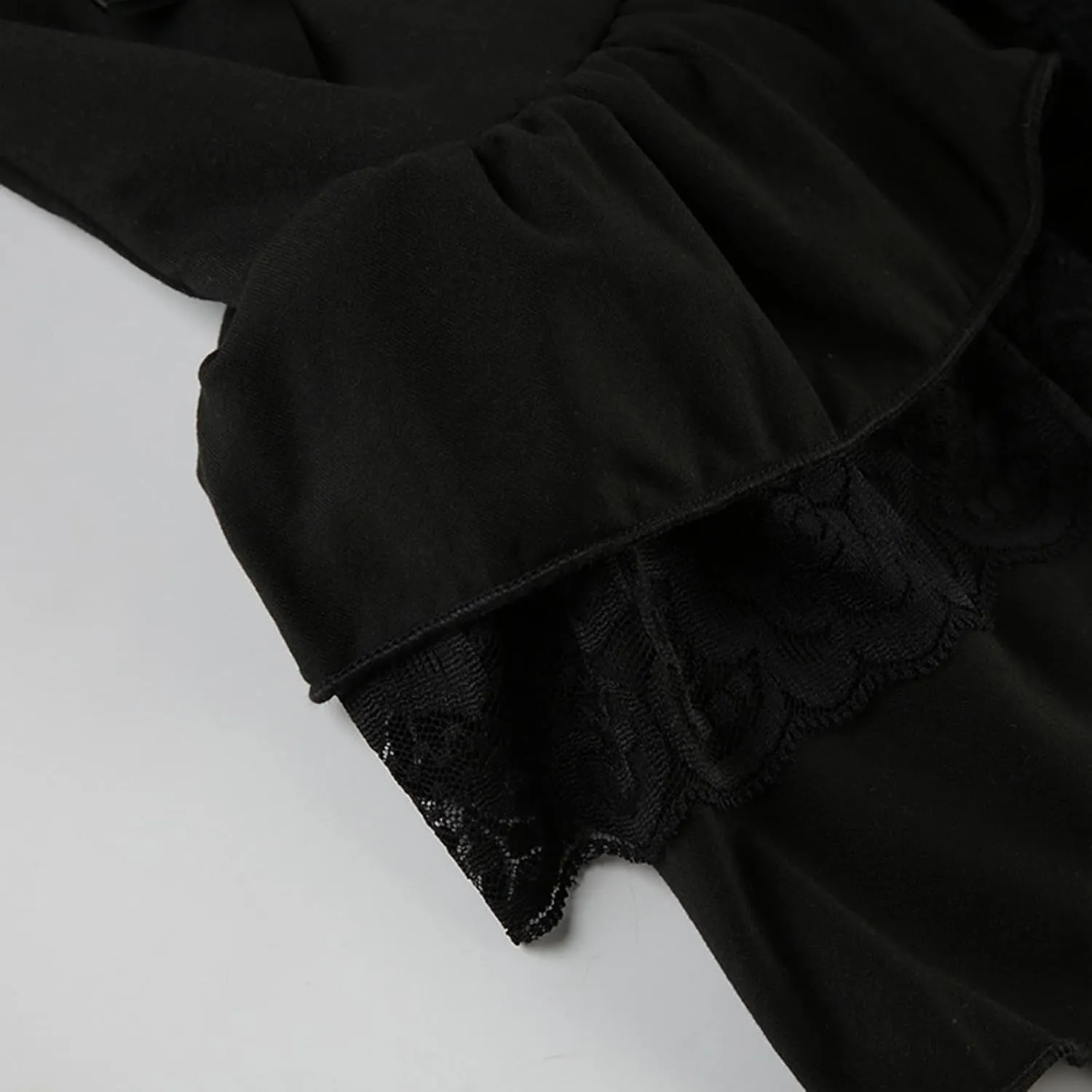 Womens Lace Patchwork Mini Pleated Skirts Irregular Layered Pleated Sexy Elastic Waist Ruffles Lingerie Short Skirts