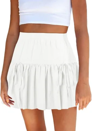 Womens Lace Patchwork Mini Pleated Skirts Irregular Layered Pleated Sexy Elastic Waist Ruffles Lingerie Short Skirts
