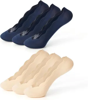 Women's No Show Socks - 6 Pack Anti-Slip Liner Flat Invisible Boat Seamless Footies