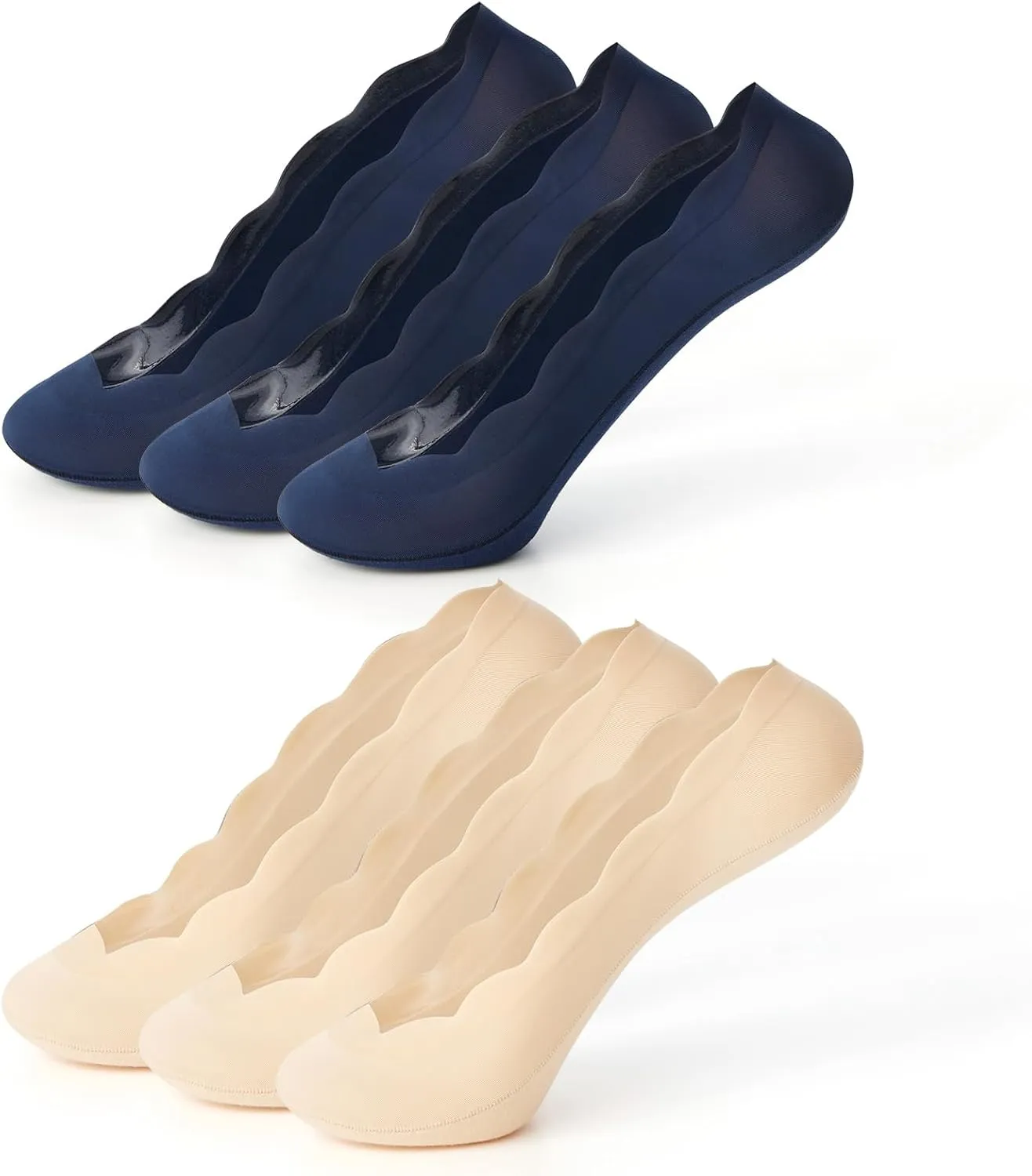 Women's No Show Socks - 6 Pack Anti-Slip Liner Flat Invisible Boat Seamless Footies