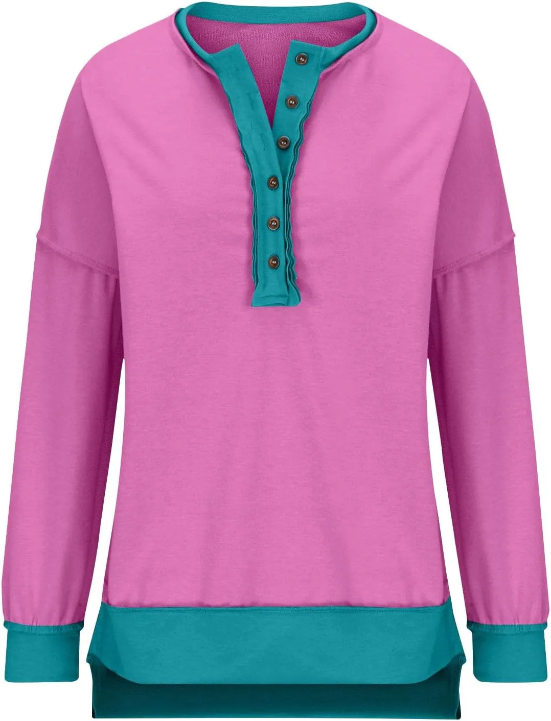 Womens Oversized Sweatshirts Long Sleeve Henley Neck Button Down Pullover Hoodies 2024 High Low Trendy Fall Clothes
