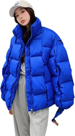 Womens Personality Square Cotton Coats Down Cotton Coat Winter Jacket Warm Puffer Parkas Snow Wear Outwear
