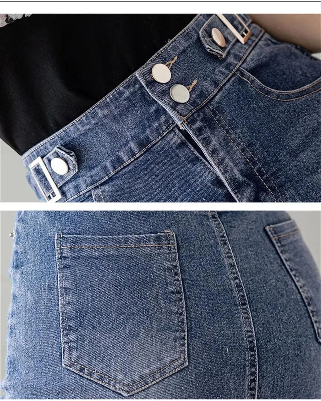 Women's Plus Size High Waist Slim Jeans Skirt Rear Split Packaged Hip Midi Denim Skirt