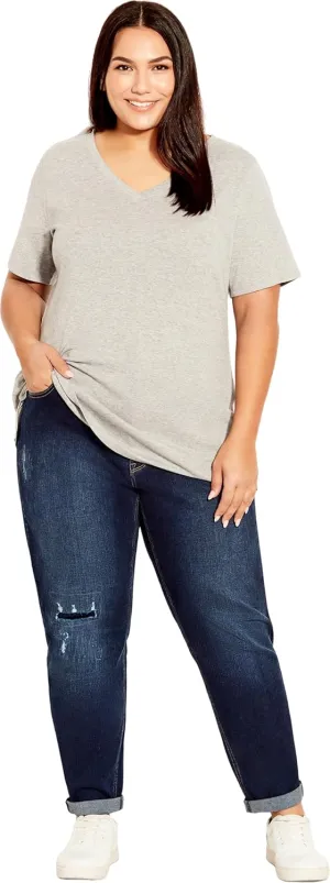 Women's Plus Size Jean-Girlfriend Rip