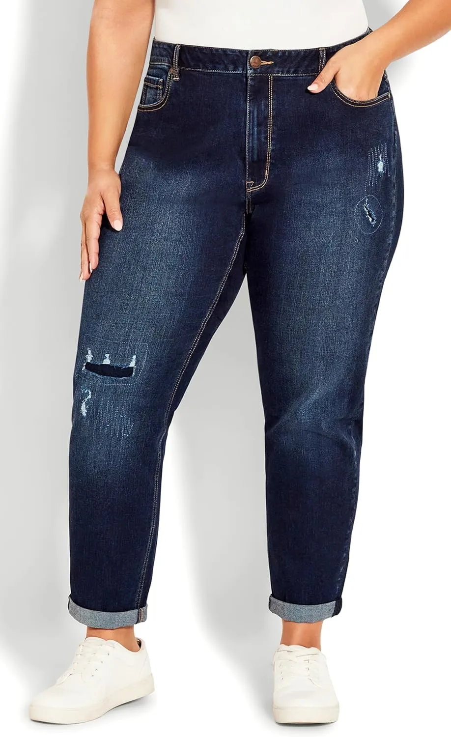 Women's Plus Size Jean-Girlfriend Rip