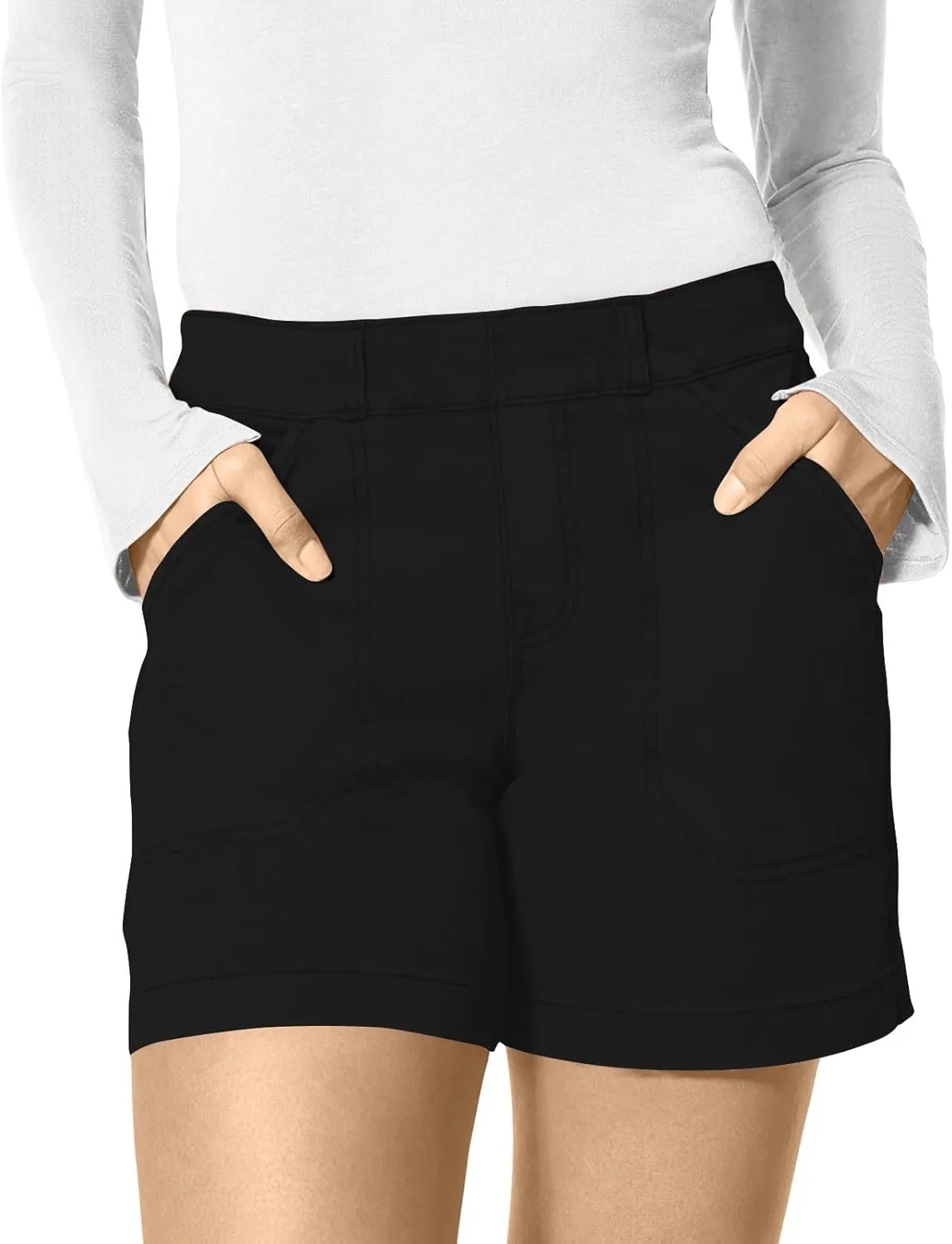 Womens Stretch Twill Shorts Casual High Waisted Stretchy Jean Shorts Loose Chino Denim Bermuda Shorts with Pockets