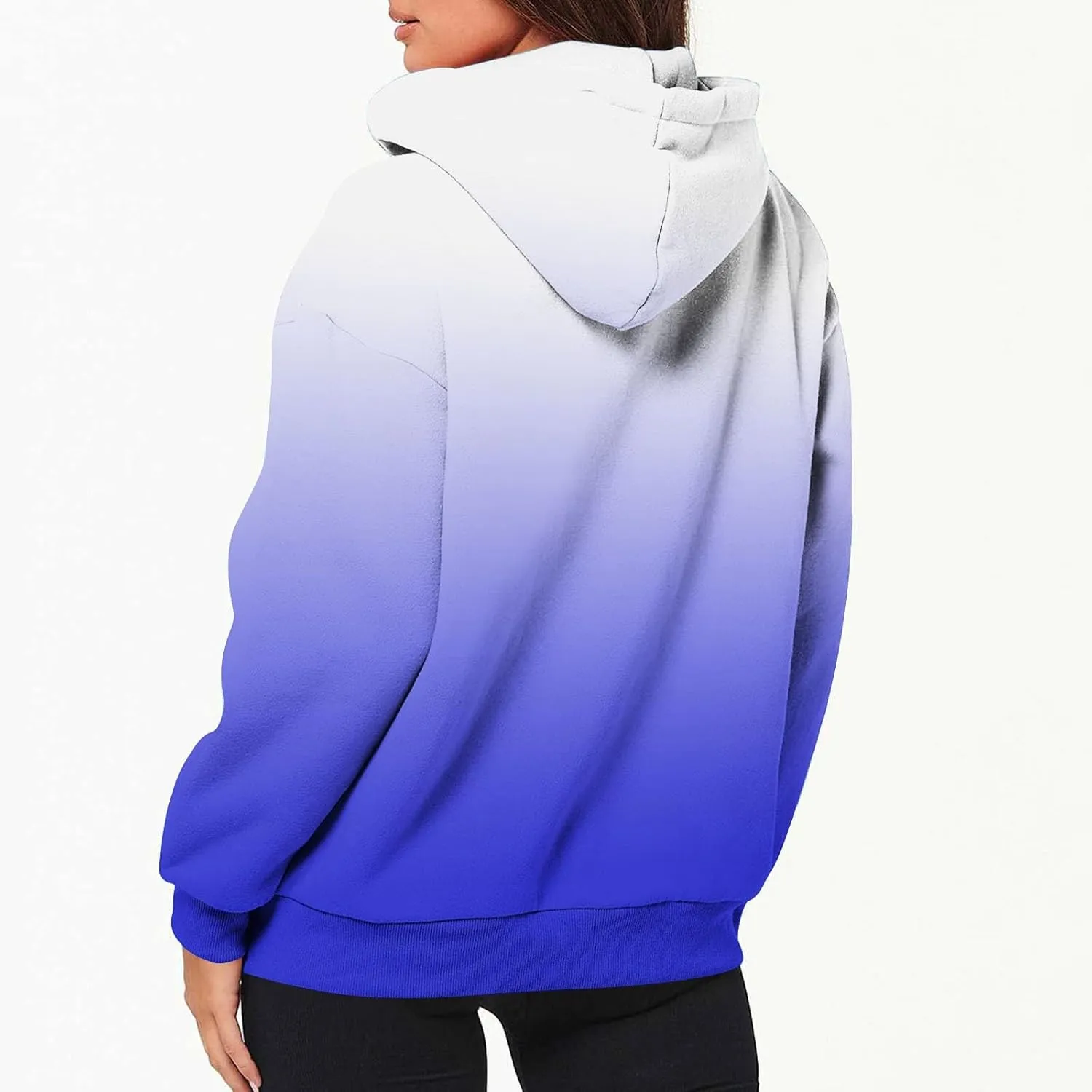 Womens Zip Up Hoodies Sherpa Lined Fleece Thermal Jacket Full Zip Long Sleeve Sweatshirts Gradient Color Shirts Coat