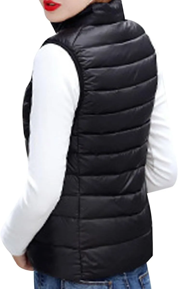 YMING Womens Packable Down Vest Solid Color Lightweight Outwear Zipper Puffer Vest Jackets