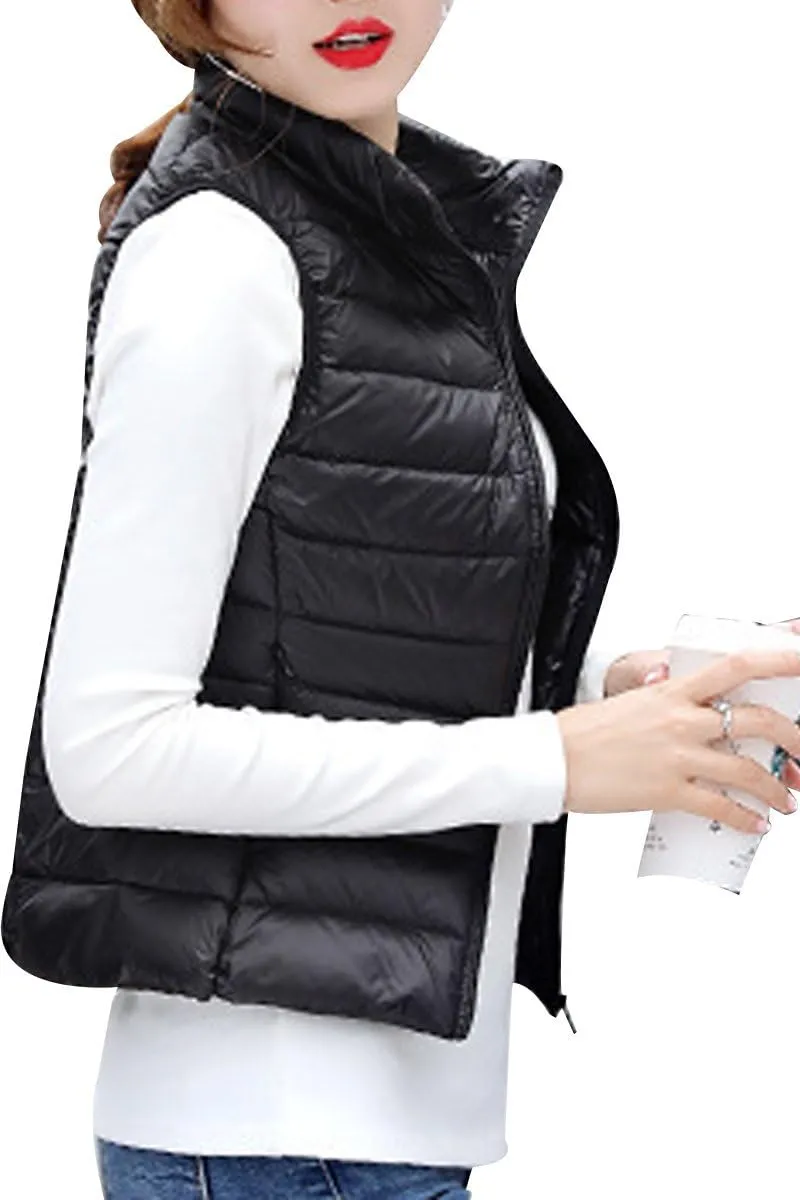 YMING Womens Packable Down Vest Solid Color Lightweight Outwear Zipper Puffer Vest Jackets