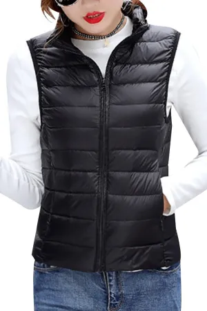 YMING Womens Packable Down Vest Solid Color Lightweight Outwear Zipper Puffer Vest Jackets