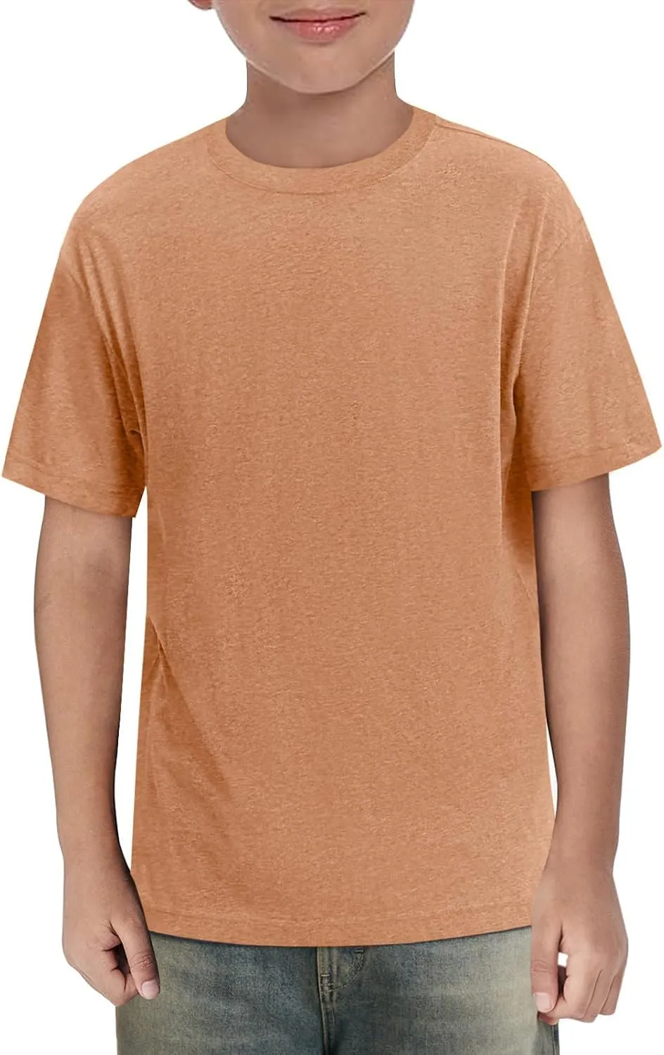 ZDC Boys Short Sleeve T Shirts Kids Summer Crewneck Tops Loose Fit Basic Tees 5-14 Years