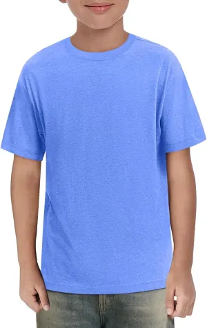 ZDC Boys Short Sleeve T Shirts Kids Summer Crewneck Tops Loose Fit Basic Tees 5-14 Years