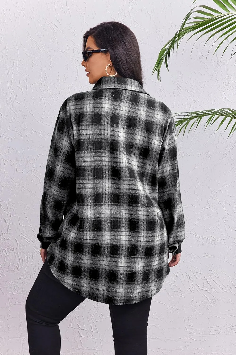 Zeagoo Womens Plus Size Flannel Shirt Plaid Shirts Long Sleeves Casual Button Down Collared Shacket Tops 16W-26W